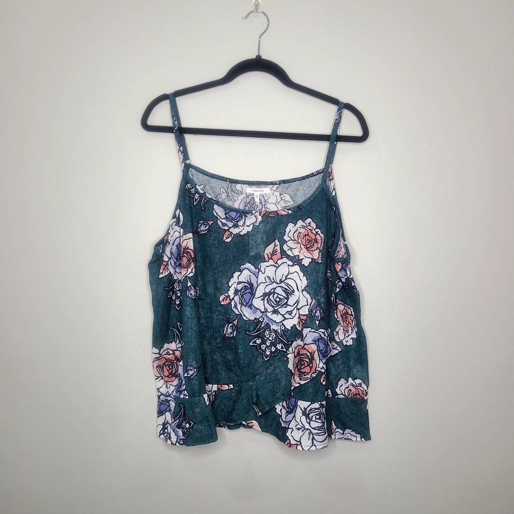 Maurices | Tank Top With Adjustable Spaghetti Straps | Green | Plus Size 1 | NWT